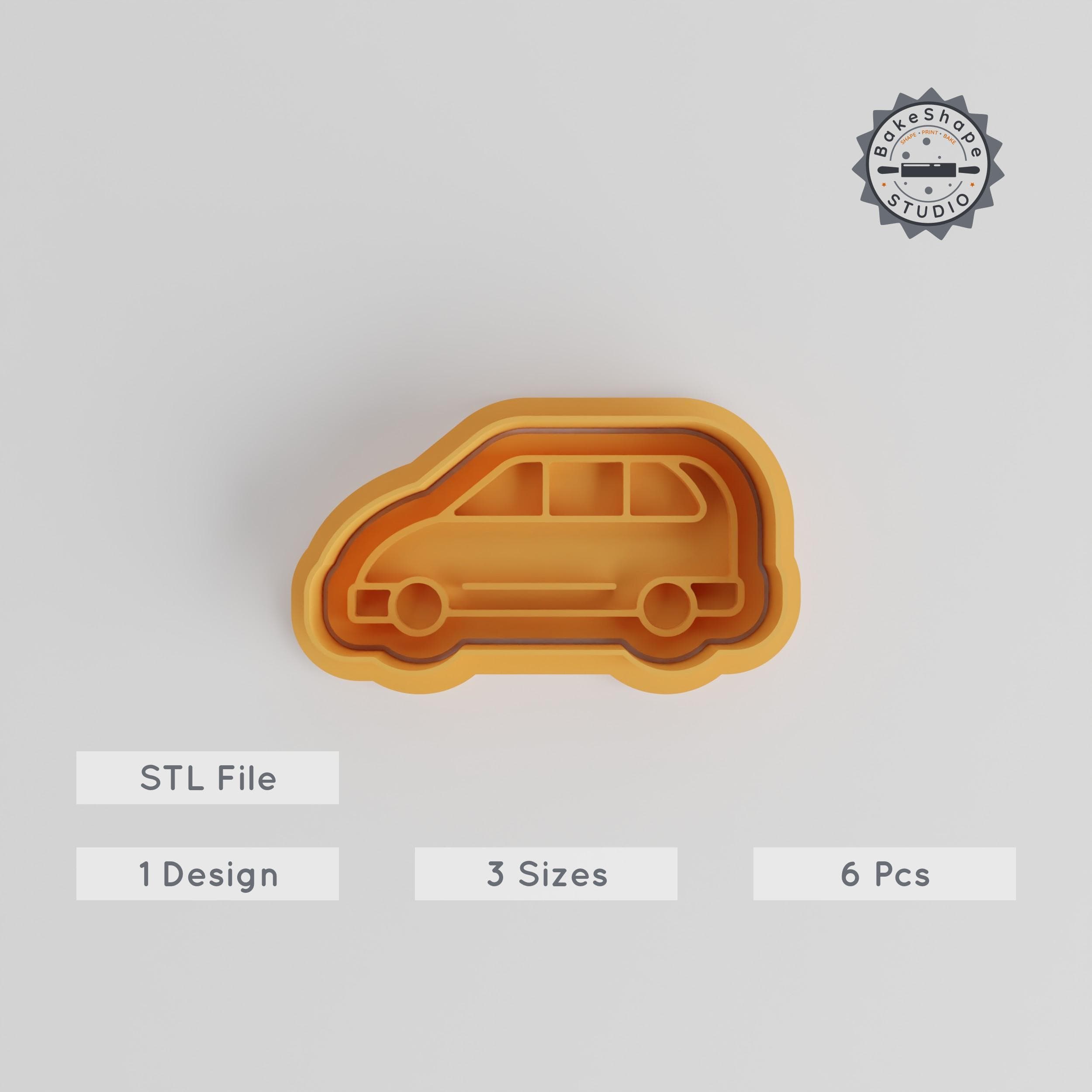 Minivan Shape Cutter & Stamp Set, Cookie & Fondant Tool, 3 Sizes, 6 Pieces, Family Car, Soccer Van, Mom's Vehicle, Travel Wagon PRODUCT_3243 3d model