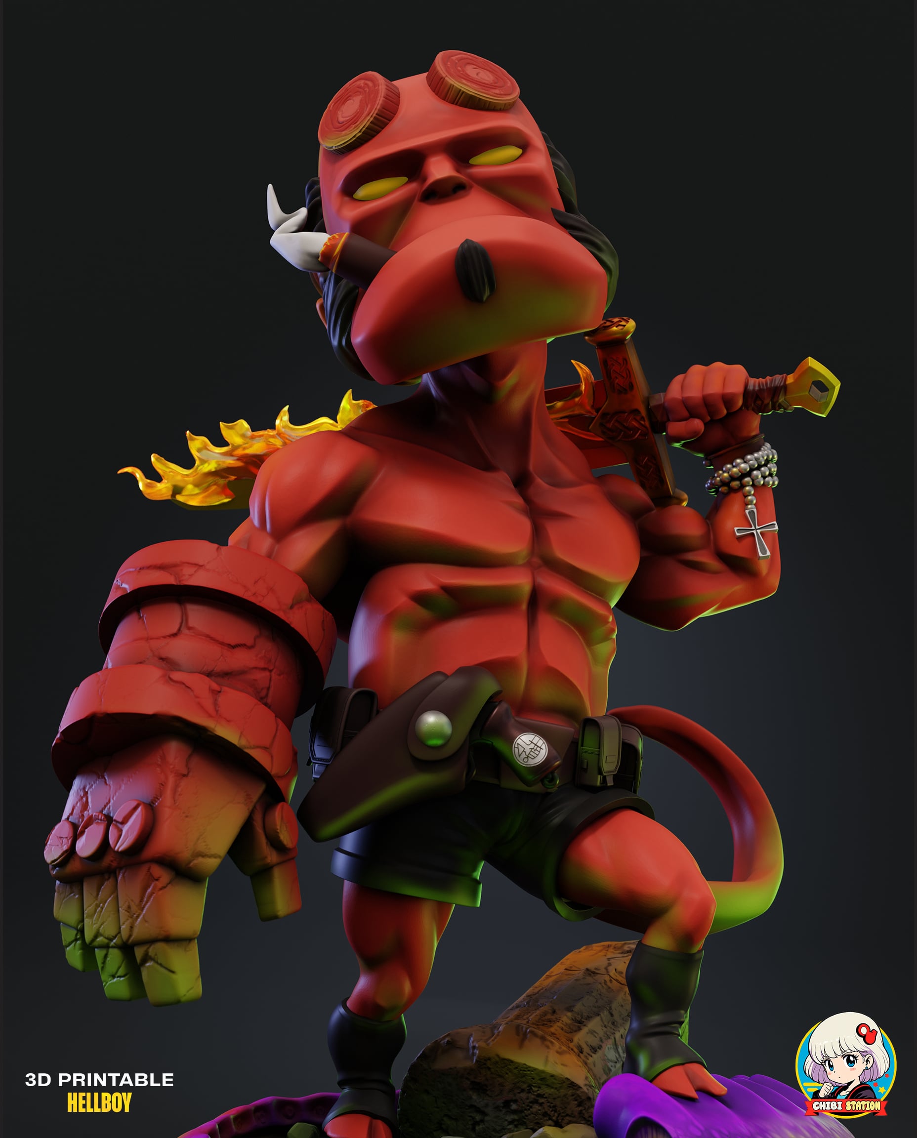 HellBoy Chibi - Premium Collectible 3d model