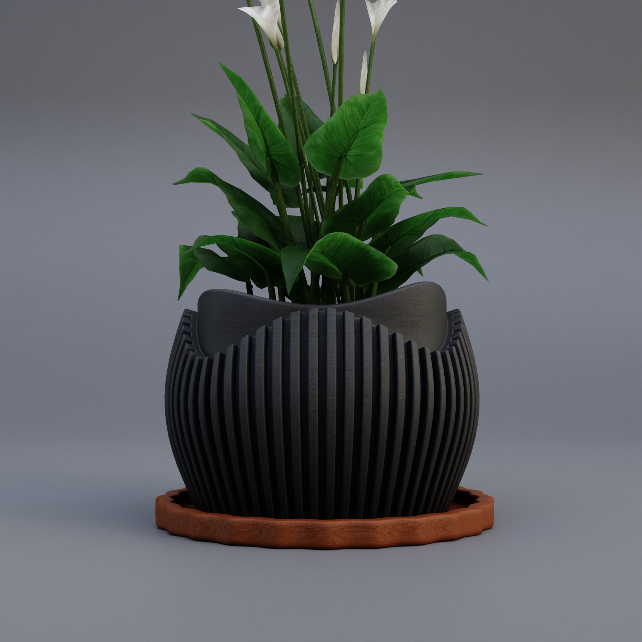 Striped Groove Planter 3d model
