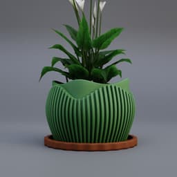 Striped Groove Planter 3d model