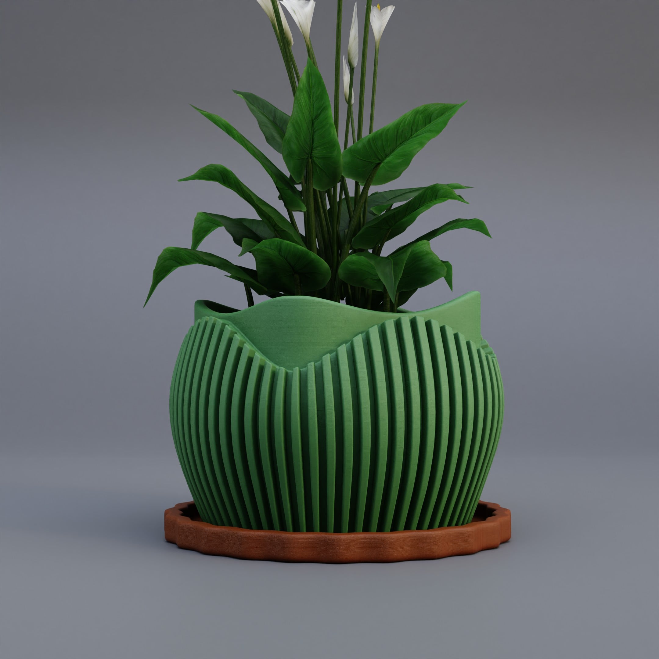Striped Groove Planter 3d model