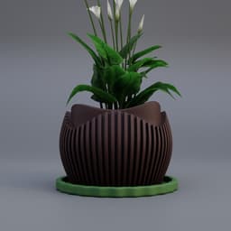 Striped Groove Planter 3d model