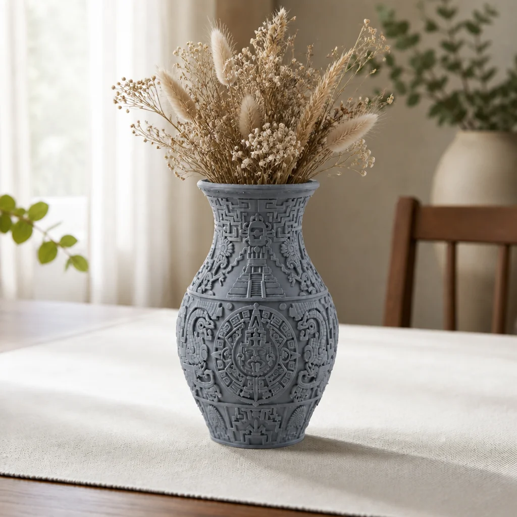 Aztec Relief Vase - Ancient Temple Decorative Vase 3d model
