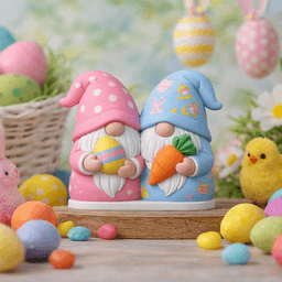 Easter Gnome STL Bundle - Cute Gnomes - Spring Table Decor 3d model