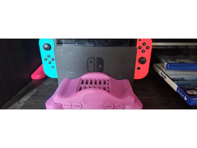 Switch Dock Cover - N64 With Cartridge Holder - Print In Place - No Supports 3d model