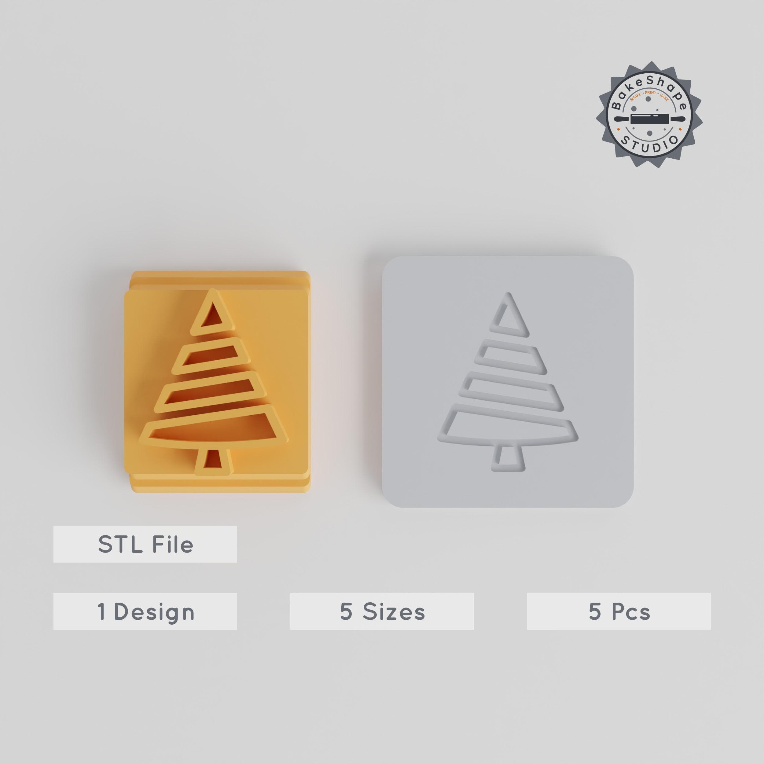 Christmas Tree Stamp Tile Set, 5 Motif Sizes, for Clay, Cookies & Fondant, Nature & Holiday Baking, Evergreen Winter Tree Decor PRODUCT_4626 3d model