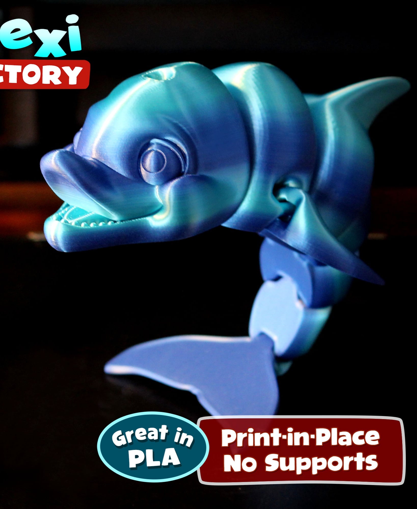 Flexi Factory Dolphin with 3MF Included! 3d model