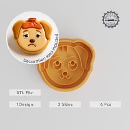 Unwell Dog Cookie Cutter & Stamp, Animal-Themed Fondant Shapes, Set of 6, 3 Sizes (S/M/L) PRODUCT_877 3d model