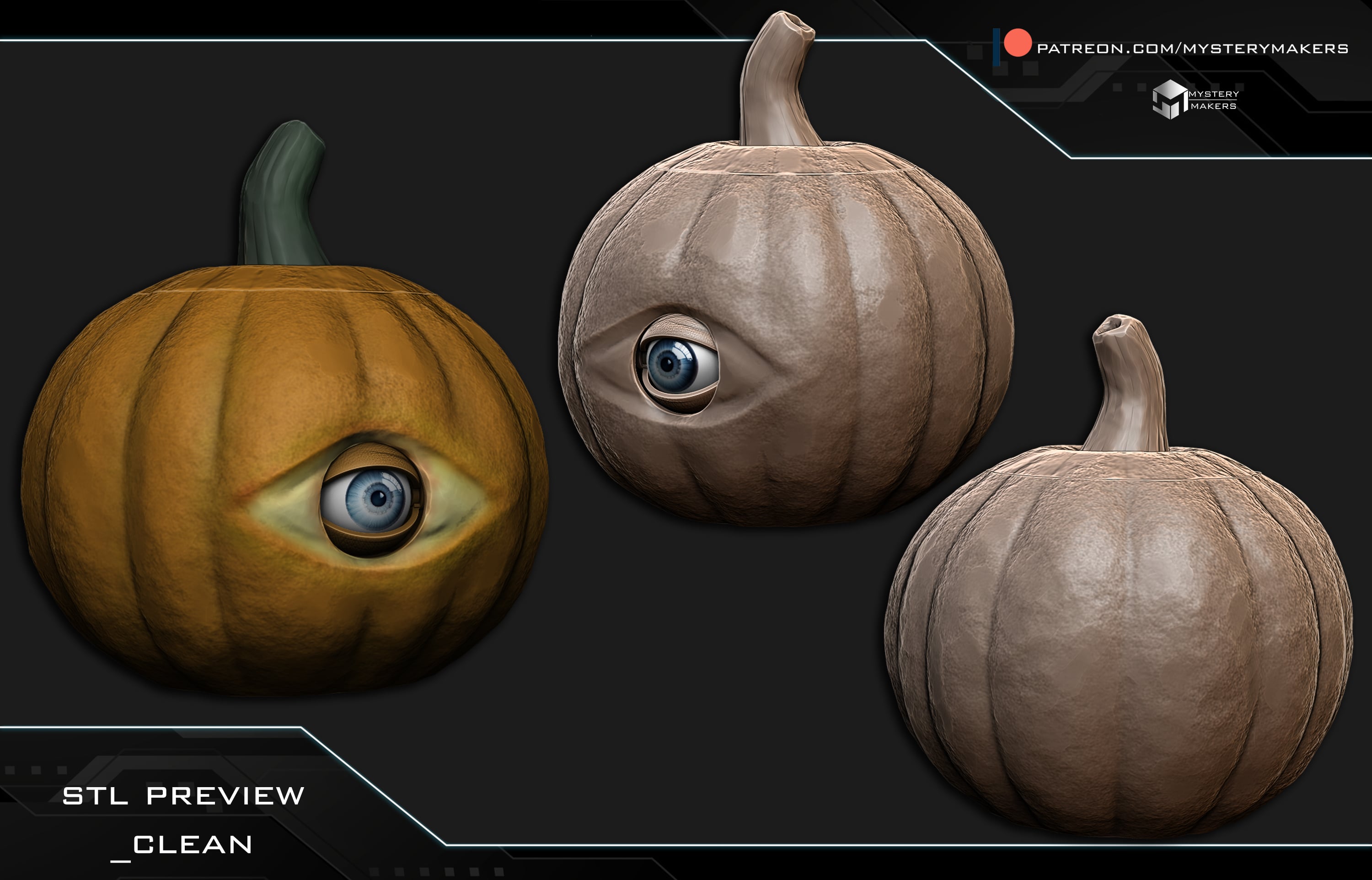 All seeing pumpkin with moveable eye 3d model
