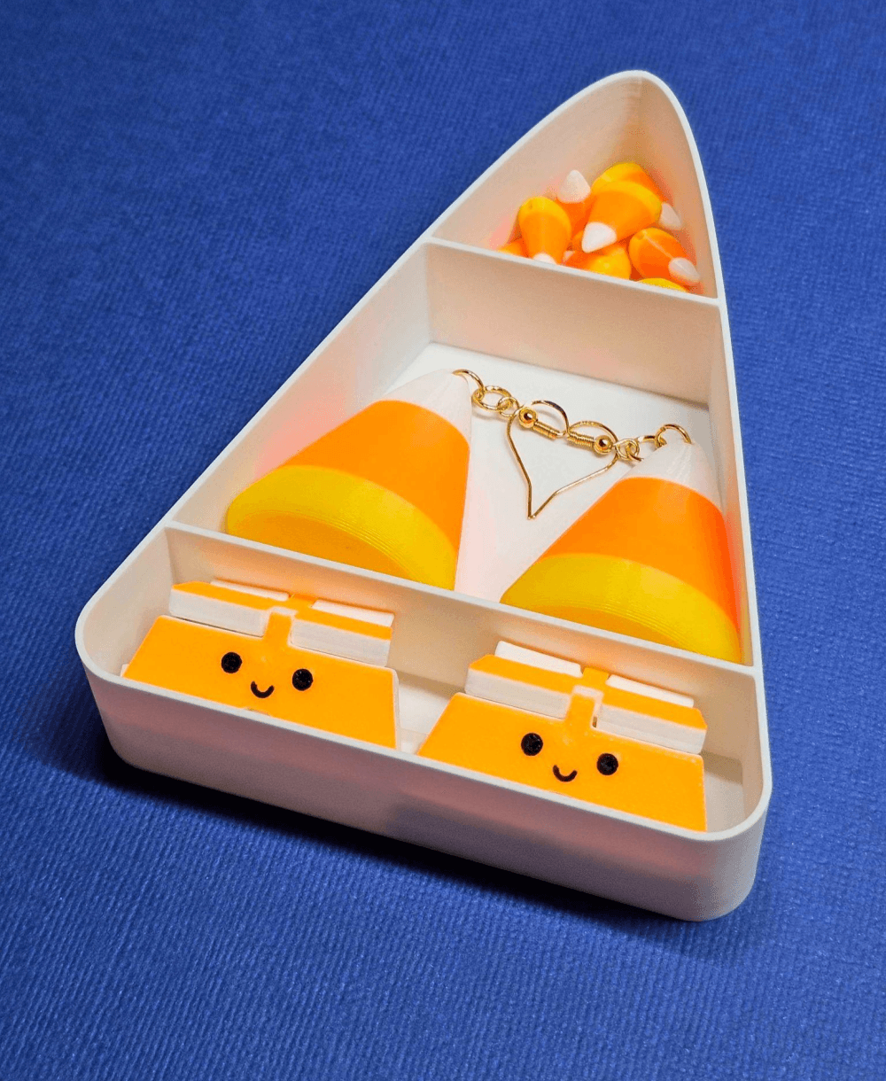 Candy corn tray with color inserts | Halloween / Fall seasonal storage organizer | Display shelf 3d model