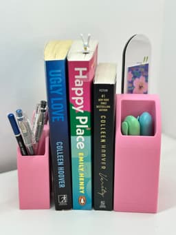 3D Printed Rainbow Bookend Organizer – Book Holder with Built-In Storage for Pens, Bookmarks & More 3d model