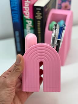 3D Printed Rainbow Bookend Organizer – Book Holder with Built-In Storage for Pens, Bookmarks & More 3d model