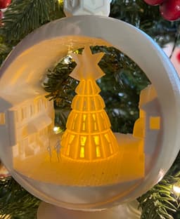 Snowglobe Votive Ornament - Xmas Town - With added N Scale people, sold seperately. - 3d model