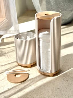 KUTAS Cotton Pads & Cotton Swabs Holder - Ribbed Bathroom Organizer Set 3d model