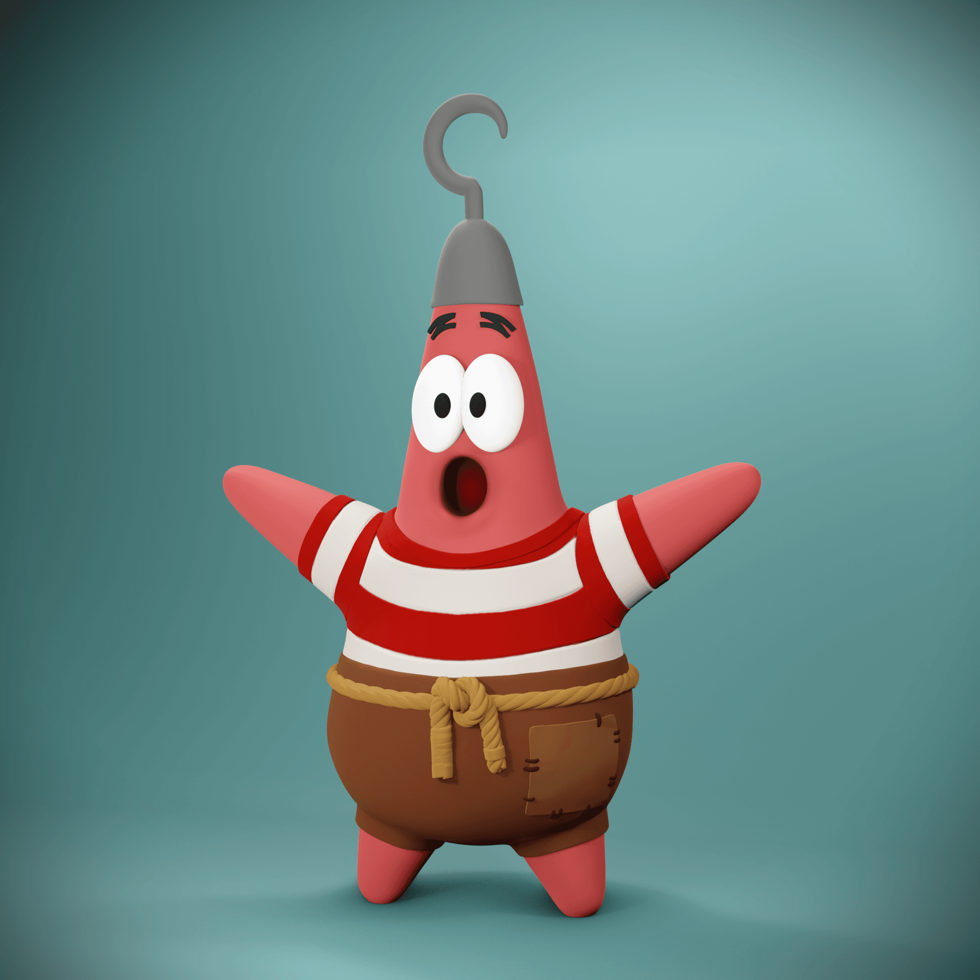 Pirate Patrick +Keychain & Bamb3MF Option 3d model