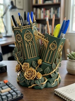 Gothic Cathedral Pen Holder & Desk Organizer 3d model