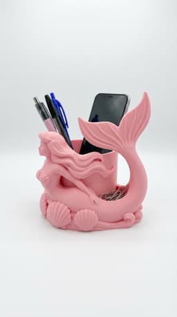 Sculptural Mermaid Desk Organizer - Coastal Office Decor & Stationery Holder 3d model