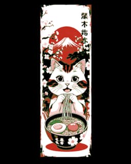 Even the Cat loves to eat his Ramen! Lunch Time! Set of Bookmarks 3d model