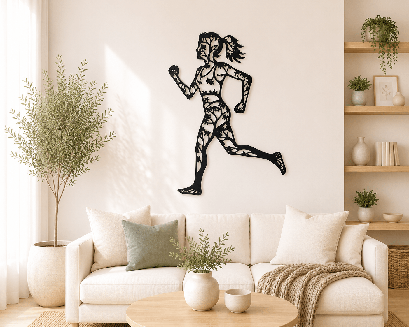 Floral Running Woman 2D Wall Art.stl 3d model