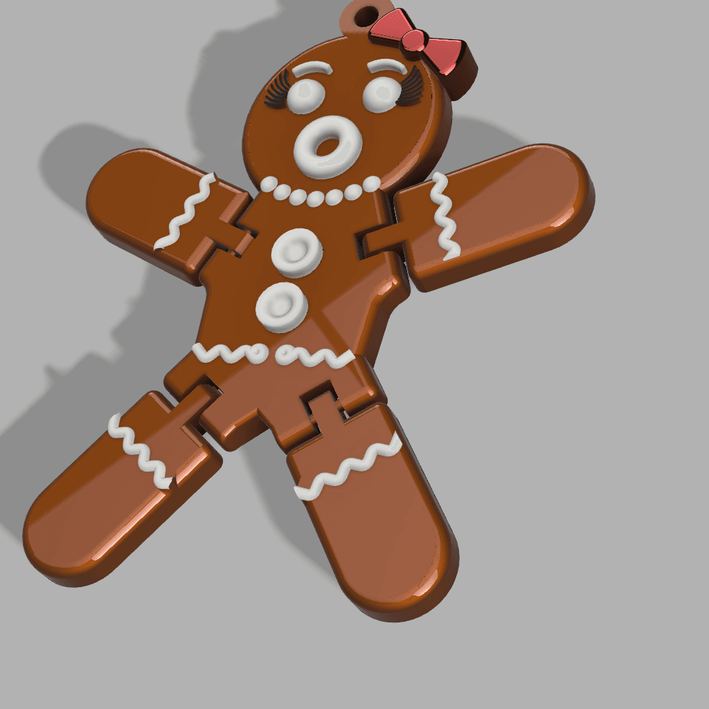 ARTICULATED, GINGERBREAD, MAN, WOMEN, PRINT IN PLACE, CHRISTMAS, "O FACE WOMAN" 3d model