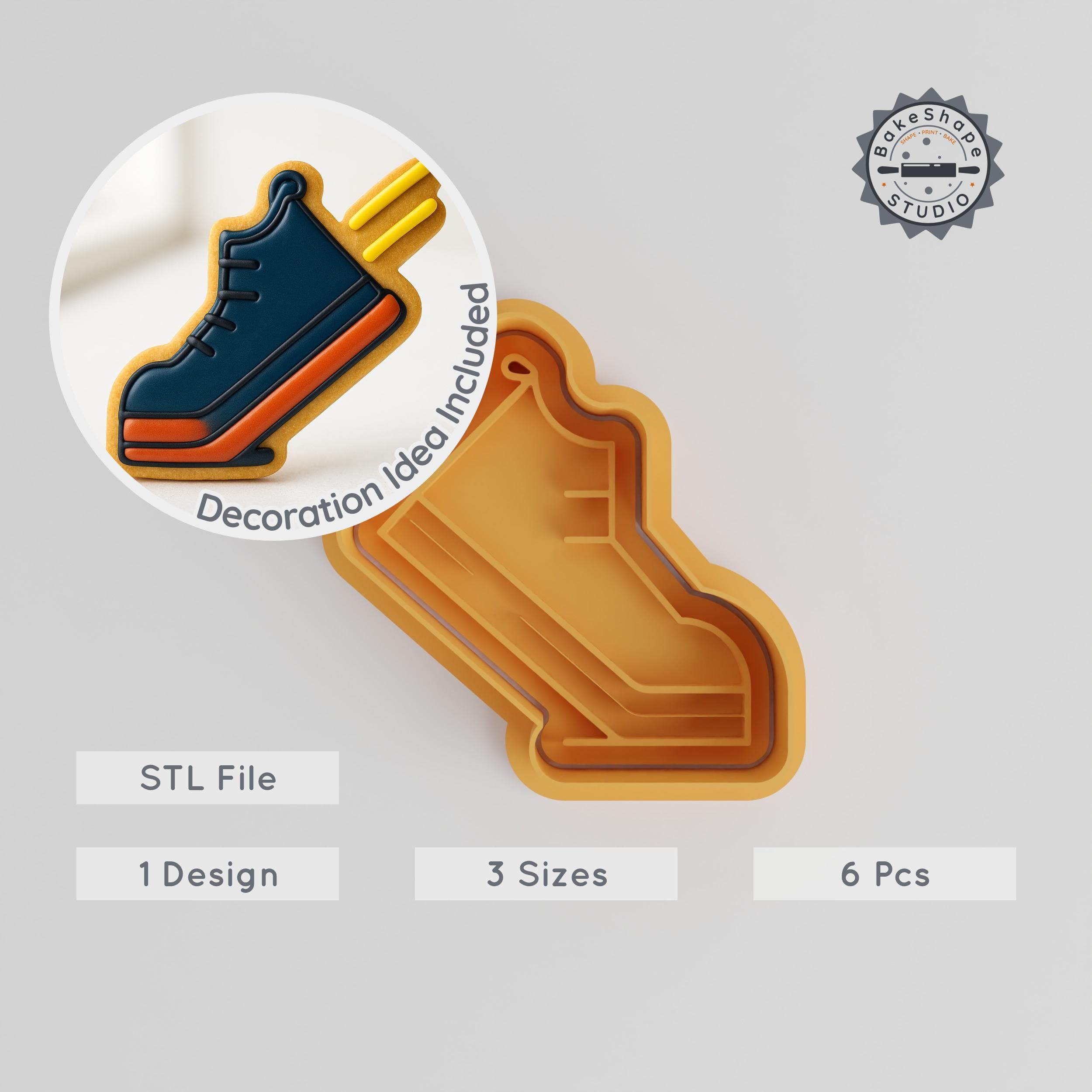 Shoe Shape Cutter & Stamp Set, Perfect for Cookies & Fondant, Sports & Athletic Designs, 3 Sizes, 6 Pieces PRODUCT_94 3d model