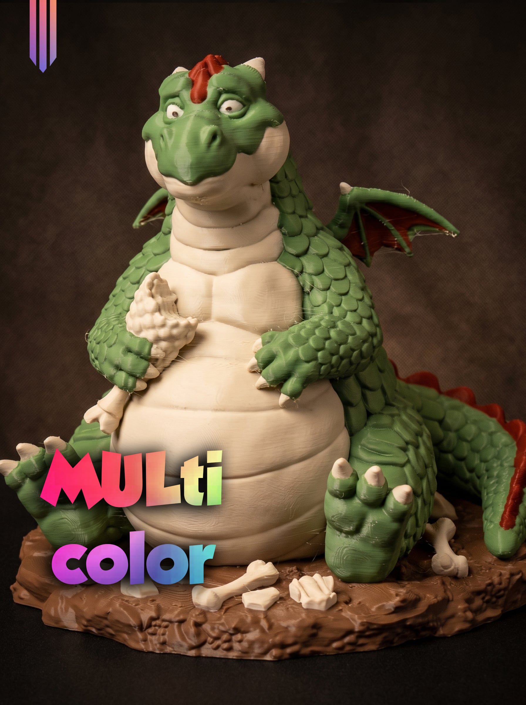 Chubby Dragon Figure 3MF | Fantasy Multi-Color | Cute Display 3d model
