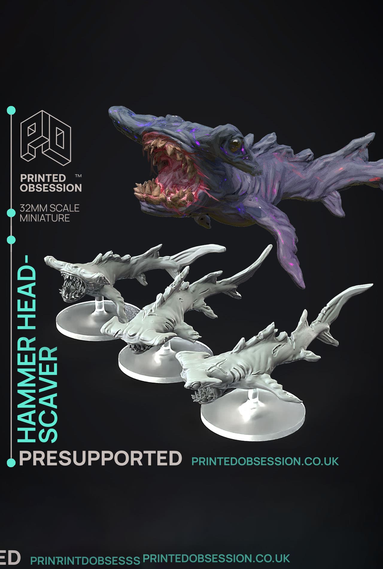 Hammer head Scaver - Weird Shores - PRESUPPORTED - Illustrated and Stats - 32mm scale 3d model