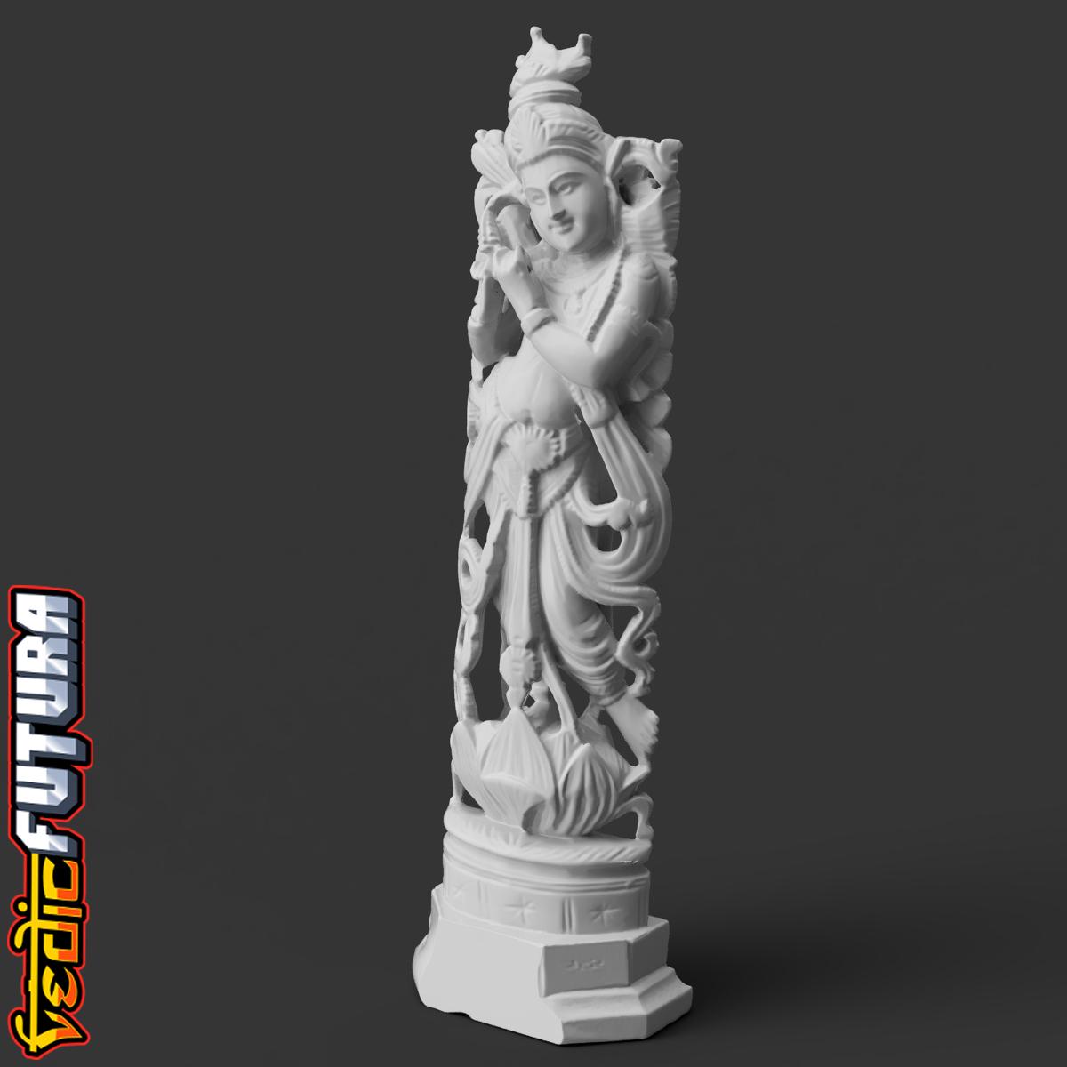 Krishna Playing the Flute - A Sandalwood Carving 3d model