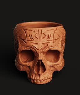 Ancient Skull Brush & Pen Holder | Gothic Desk Organizer | Anatomical Skull 3D Print 3d model