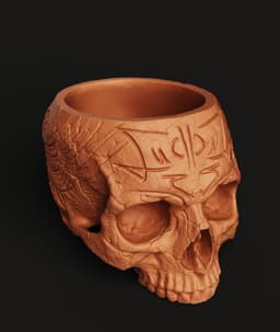 Ancient Skull Brush & Pen Holder | Gothic Desk Organizer | Anatomical Skull 3D Print 3d model