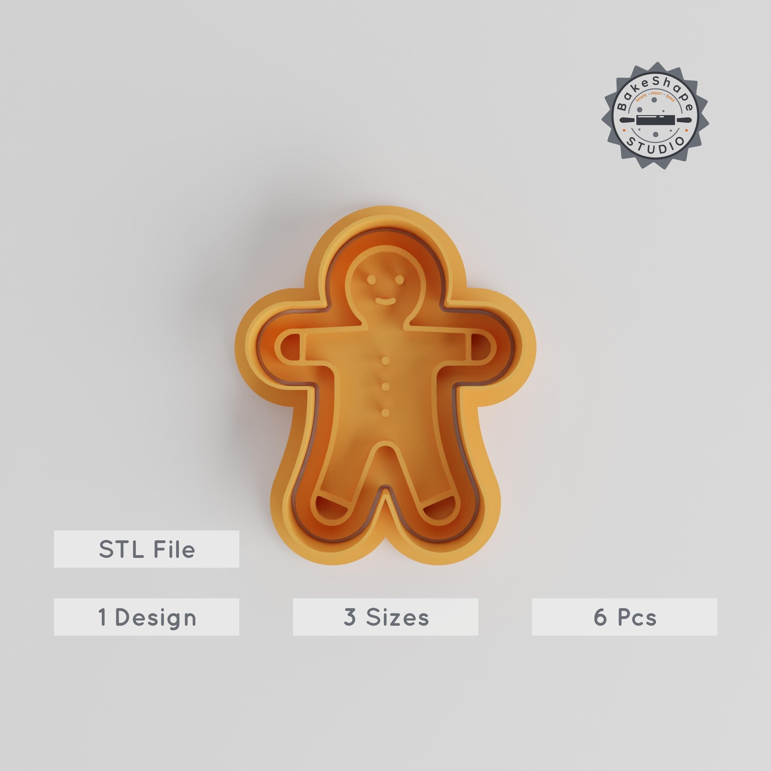 Gingerbread Man Cookie Cutter & Stamp Set, 3 Sizes, Festive Christmas Treat, Holiday Biscuit Baking, Seasonal Ginger Cookie Decor PRODUCT_4257 3d model