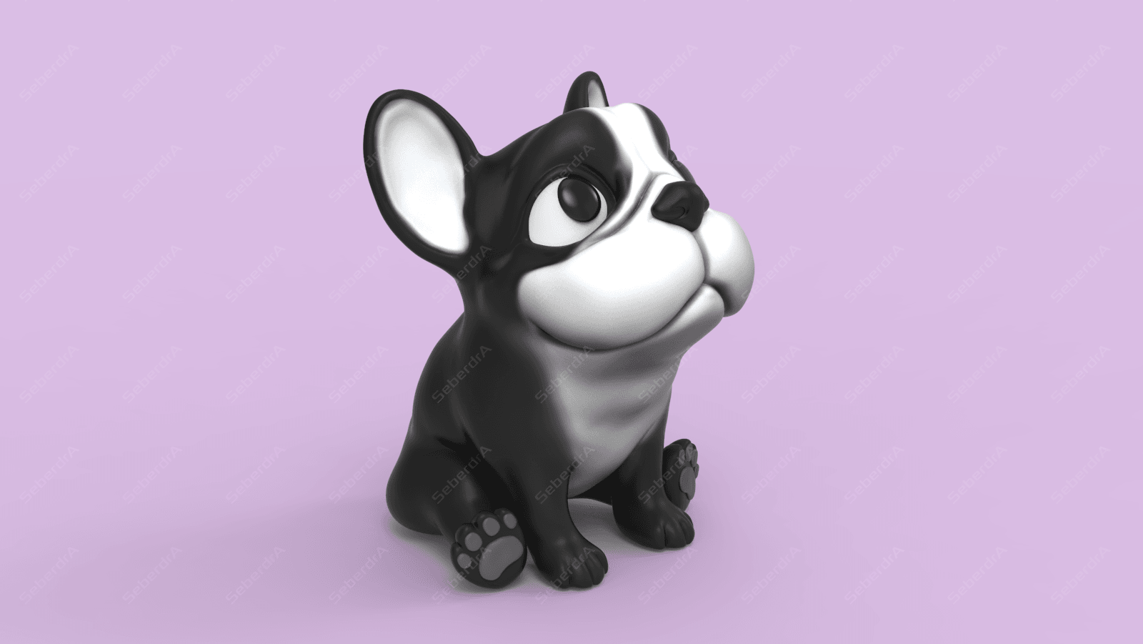 Cute French Bulldog 3d model
