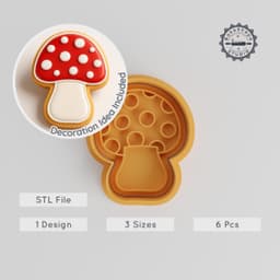 Mushroom Cookie Cutter & Stamp Set, Nature Fungi Baking Tools, 6-Piece Collection, S/M/L Sizes, Perfect for Fondant PRODUCT_999 3d model