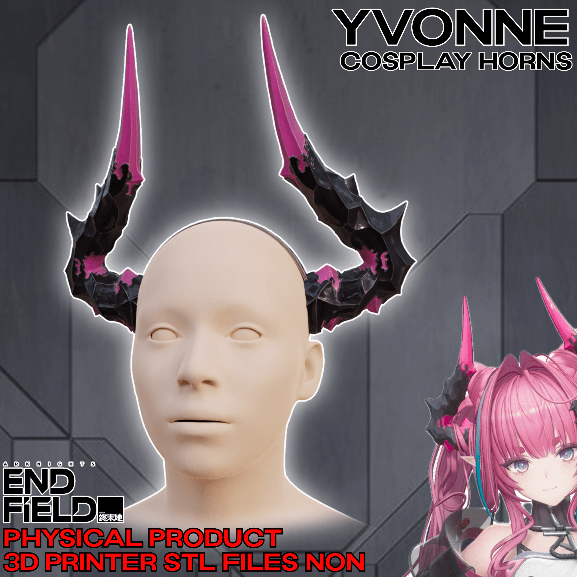 Yvonne Cosplay Horns Arknights: Endfield 3d model