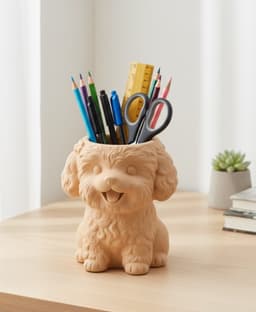 Adorable Poodle Dog Desk Organizer 3d model