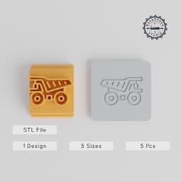 Mining Vehicle Stamp Tile Set, 5 Sizes 20-40mm, Clay & Cookie Tool for Soft Materials PRODUCT_3342 3d model