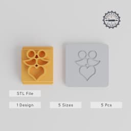 Hipster Mask Stamp Tile Set, 5 Motif Sizes, Ideal for Clay, Cookies & Fondant PRODUCT_4680 3d model