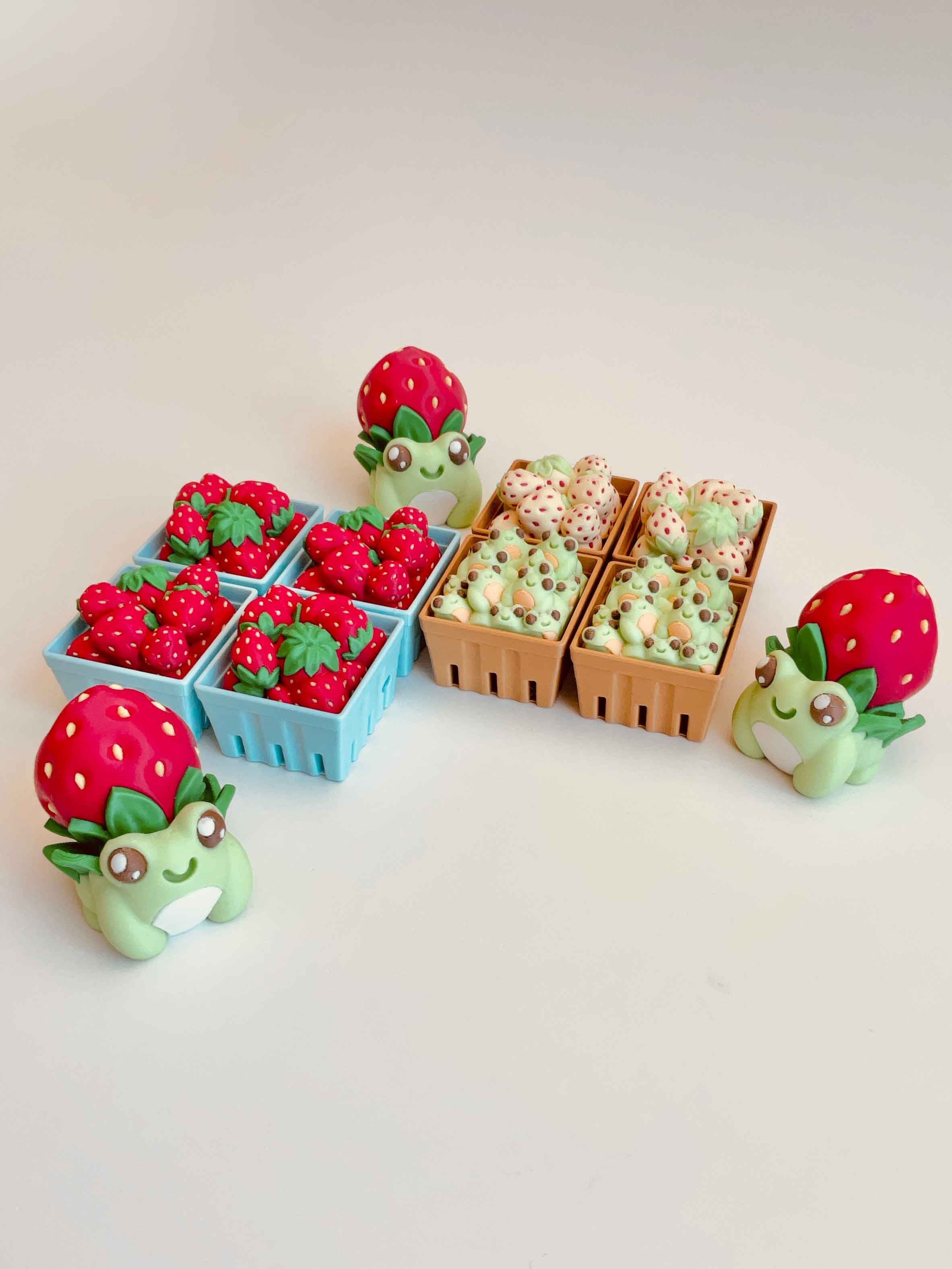 Strawberry Frogs Clicker Keychain Fidget Toy Bundle 3d model