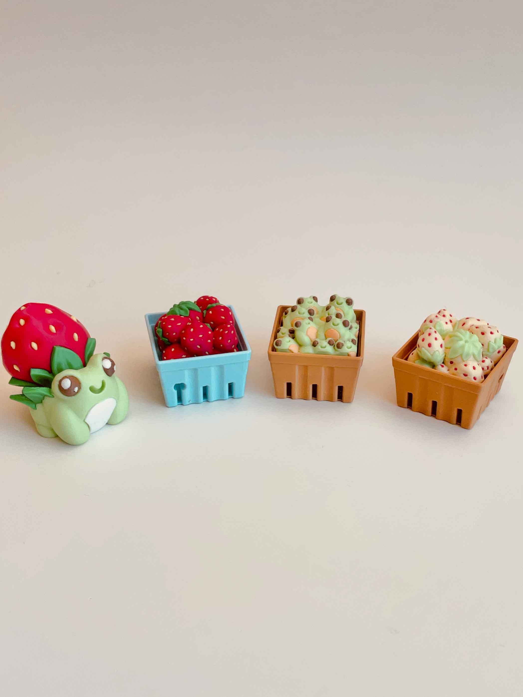 Strawberry Frogs Clicker Keychain Fidget Toy Bundle 3d model