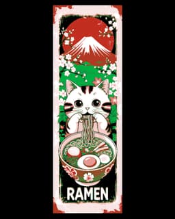 Even the Cat loves to eat his Ramen! Lunch Time! Set of Bookmarks 3d model