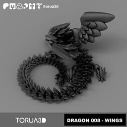 Articulated winged dragon 008 print in place no supports - stl 3d model