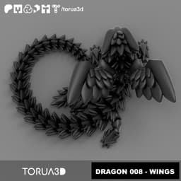 Articulated winged dragon 008 print in place no supports - stl 3d model