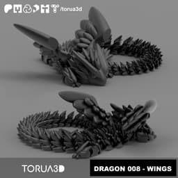 Articulated winged dragon 008 print in place no supports - stl 3d model