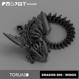 Articulated winged dragon 008 print in place no supports - stl 3d model