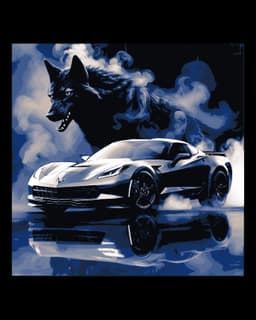 Modern Chevy Corvette in rich blues and greys - Black wolf on the Prowl 3d model