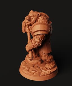 Armored Bear Warrior STL | Fantasy 3D Print | Runic Axe 3d model