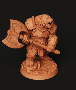 Armored Bear Warrior STL | Fantasy 3D Print | Runic Axe 3d model