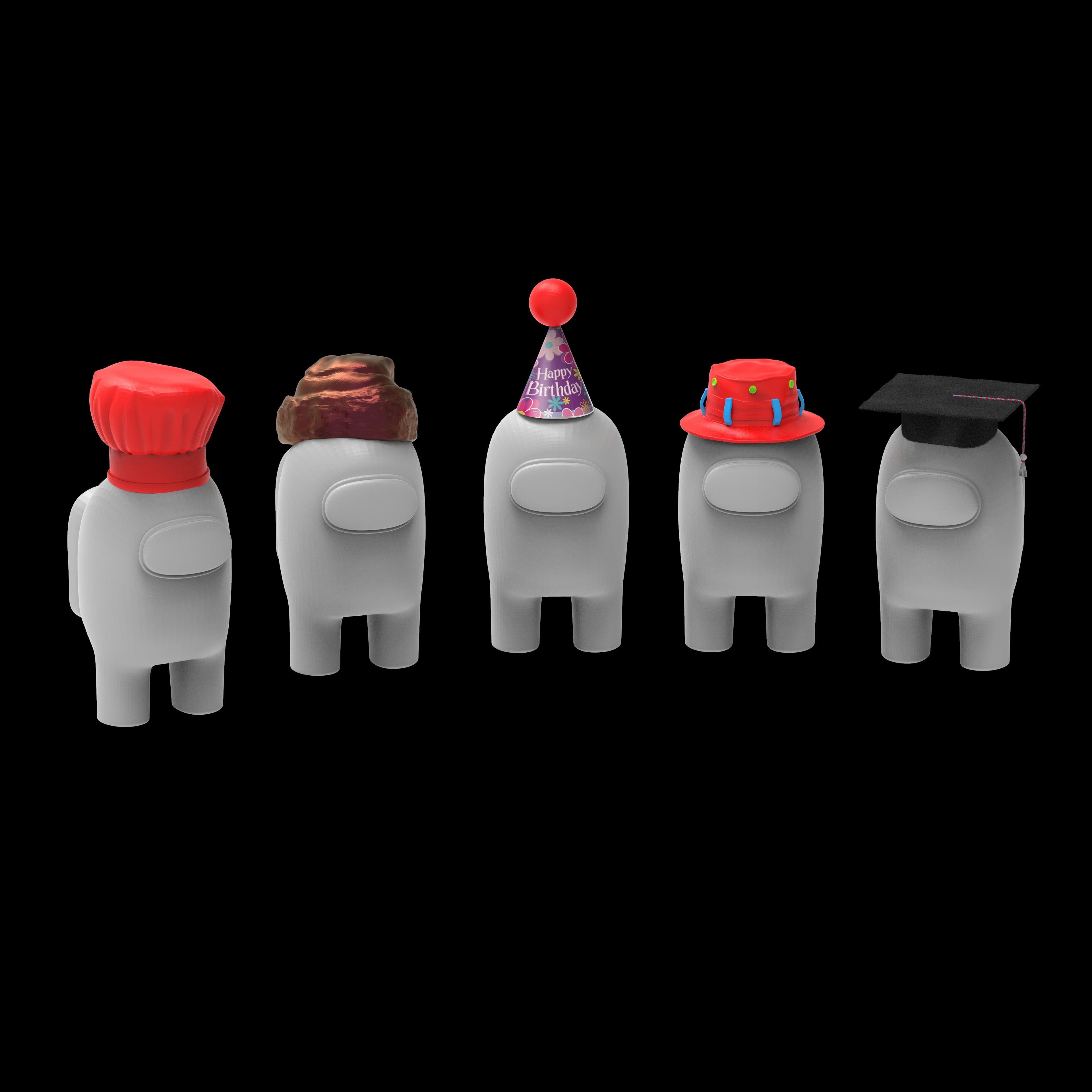 Among us hats 3d model