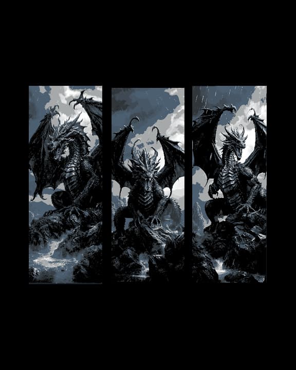 The Mighty Black Dragon - Set of 3 Bookmarks 3d model