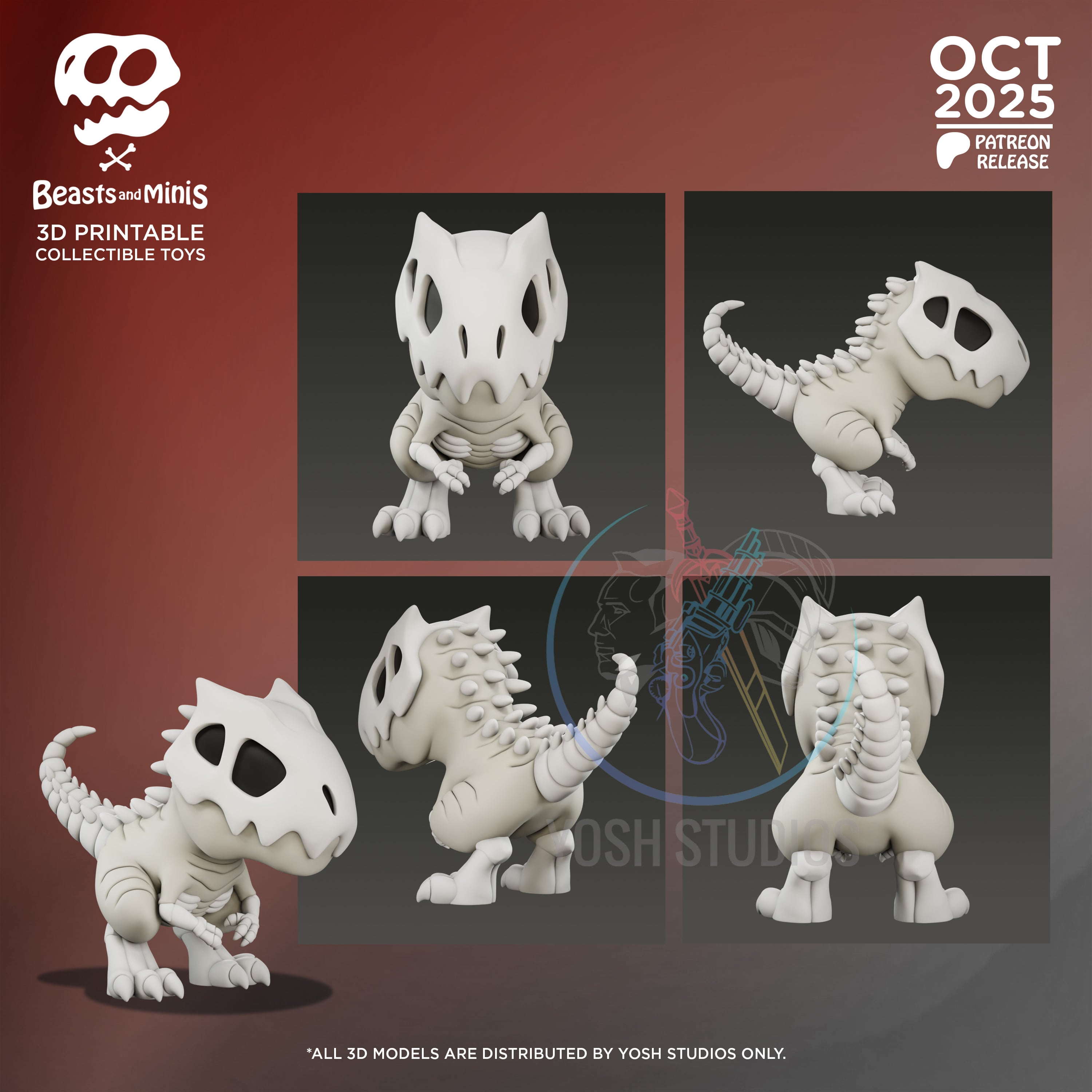 White Dinosaur 3D Printer File STL 3d model